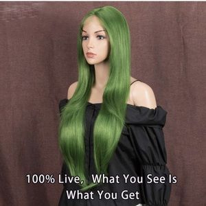 28inch Straight Green Lace Front Wig